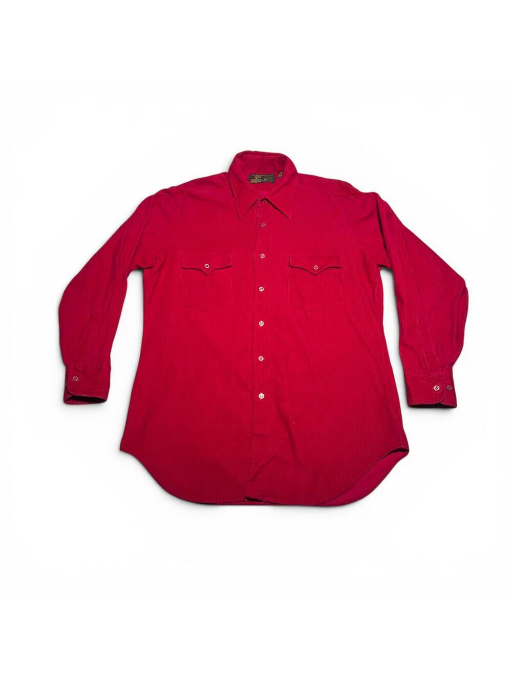Vintage Sportsman Red Long Sleeve Button Down Cotton Corduroy Size L